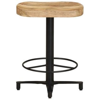 Bar Stool Set of 2 Natural wood and black Solid Mango Wood