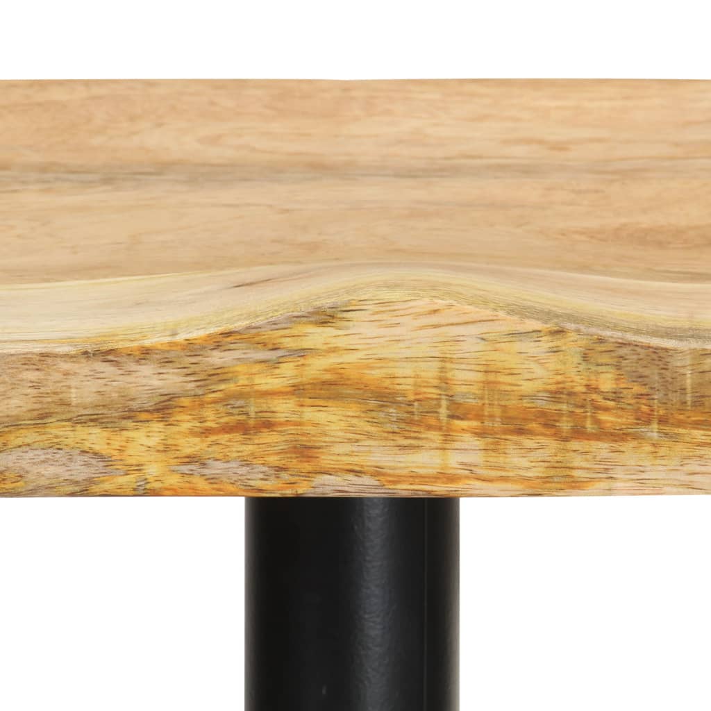 Bar Stool Set of 2 Natural wood and black Solid Mango Wood