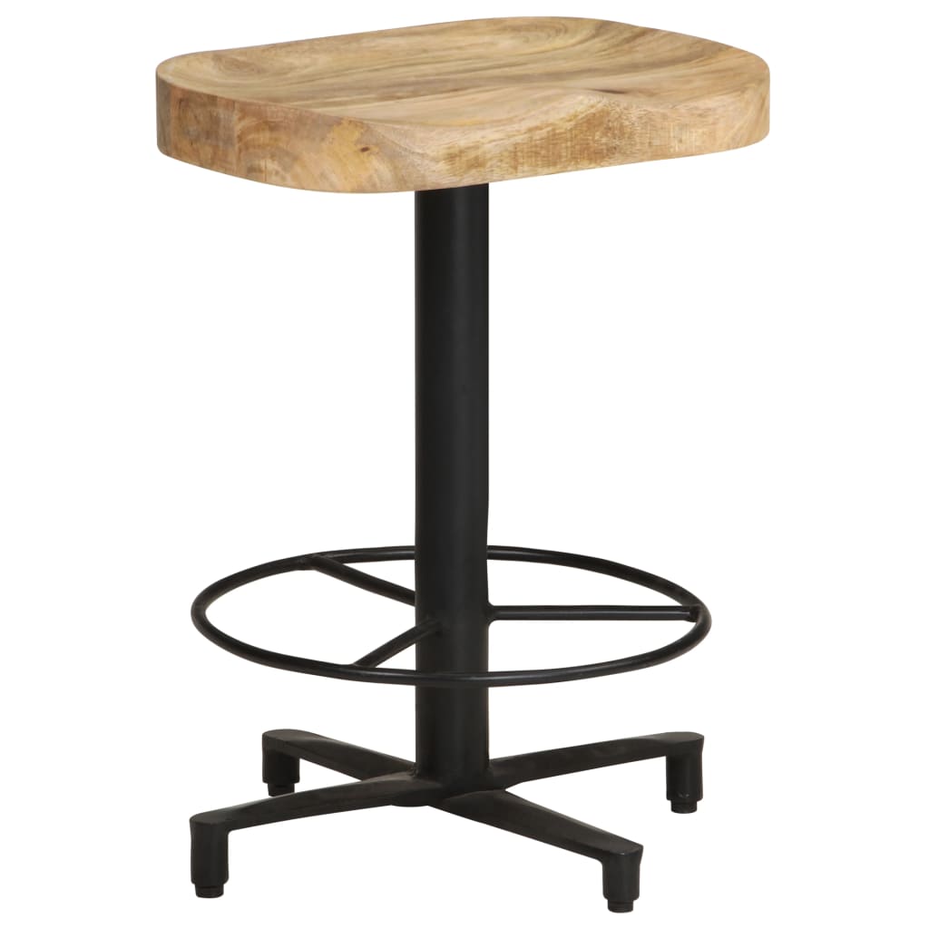 Bar Stool Set of 2 Natural wood and black Solid Mango Wood