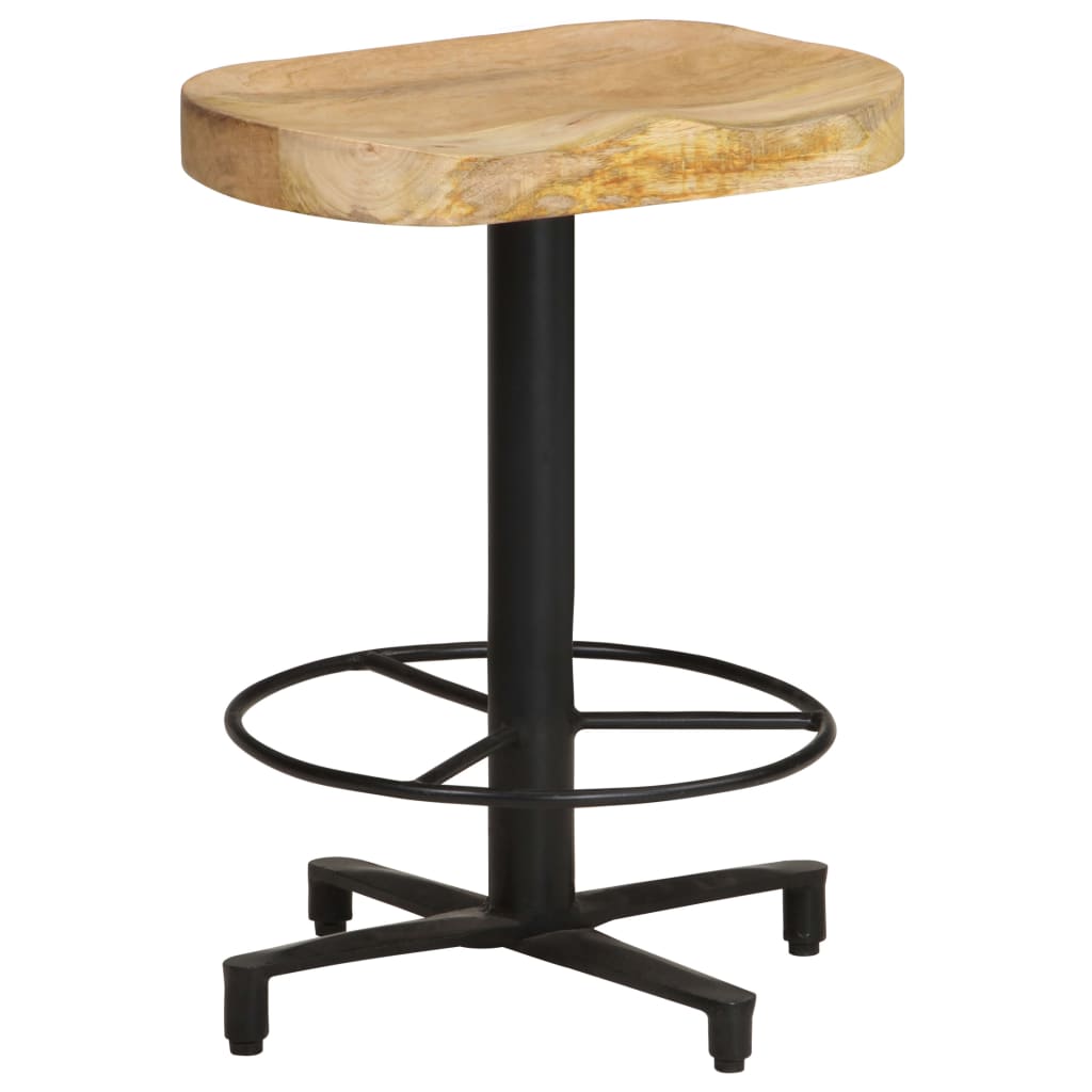 Bar Stool Set of 2 Natural wood and black Solid Mango Wood