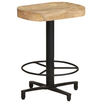 Bar Stool Set of 2 Natural wood and black Solid Mango Wood