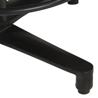 Bar Stool Set of 2 Brown, Black Real leather, Powder-coated iron