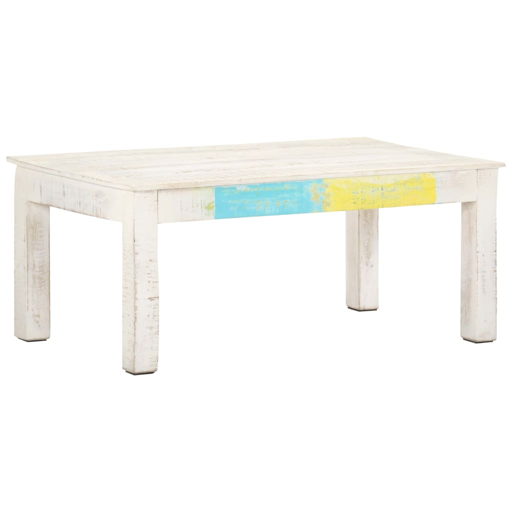 Coffee Table White Solid mango wood Medium Decorative Inlays