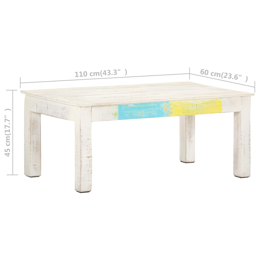 Coffee Table White Solid mango wood Medium Decorative Inlays