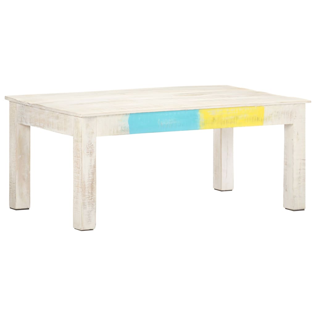 Coffee Table White Solid mango wood Medium Decorative Inlays
