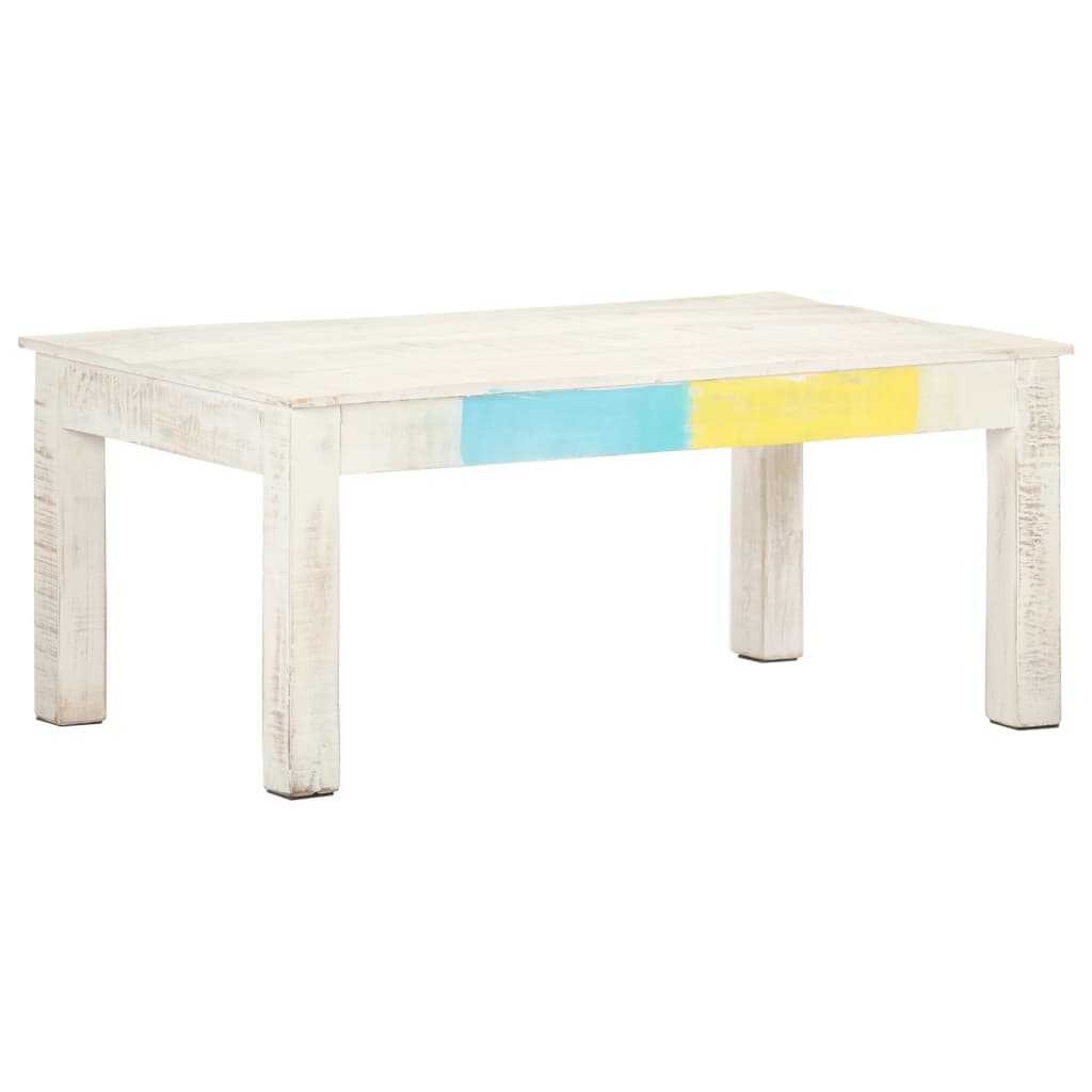Coffee Table White Solid mango wood Medium Decorative Inlays