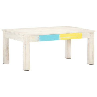 Coffee Table White Solid mango wood Medium Decorative Inlays