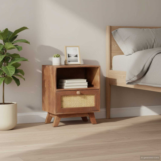 Bedside Cabinet Wheat Solid mango wood Compact Bedside Cabinet