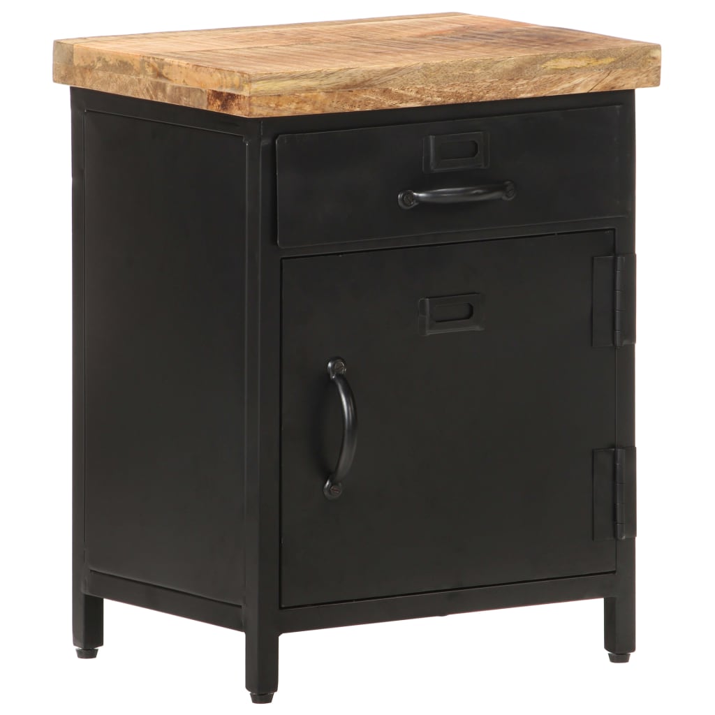 Bedside Cabinet Black and natural wood