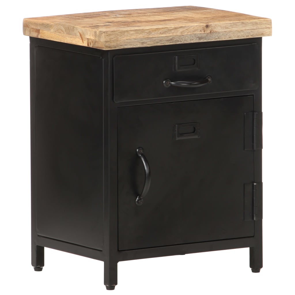 Bedside Cabinet Black and natural wood