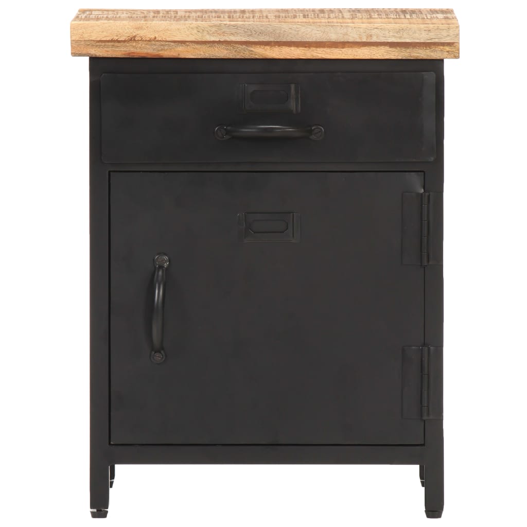 Bedside Cabinet Black and natural wood