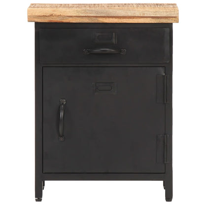 Bedside Cabinet Black and natural wood