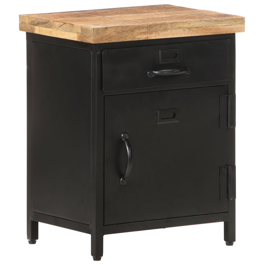 Bedside Cabinet Black and natural wood