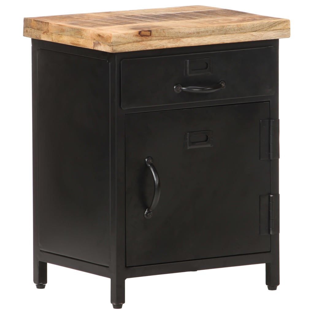 Bedside Cabinet Black and natural wood