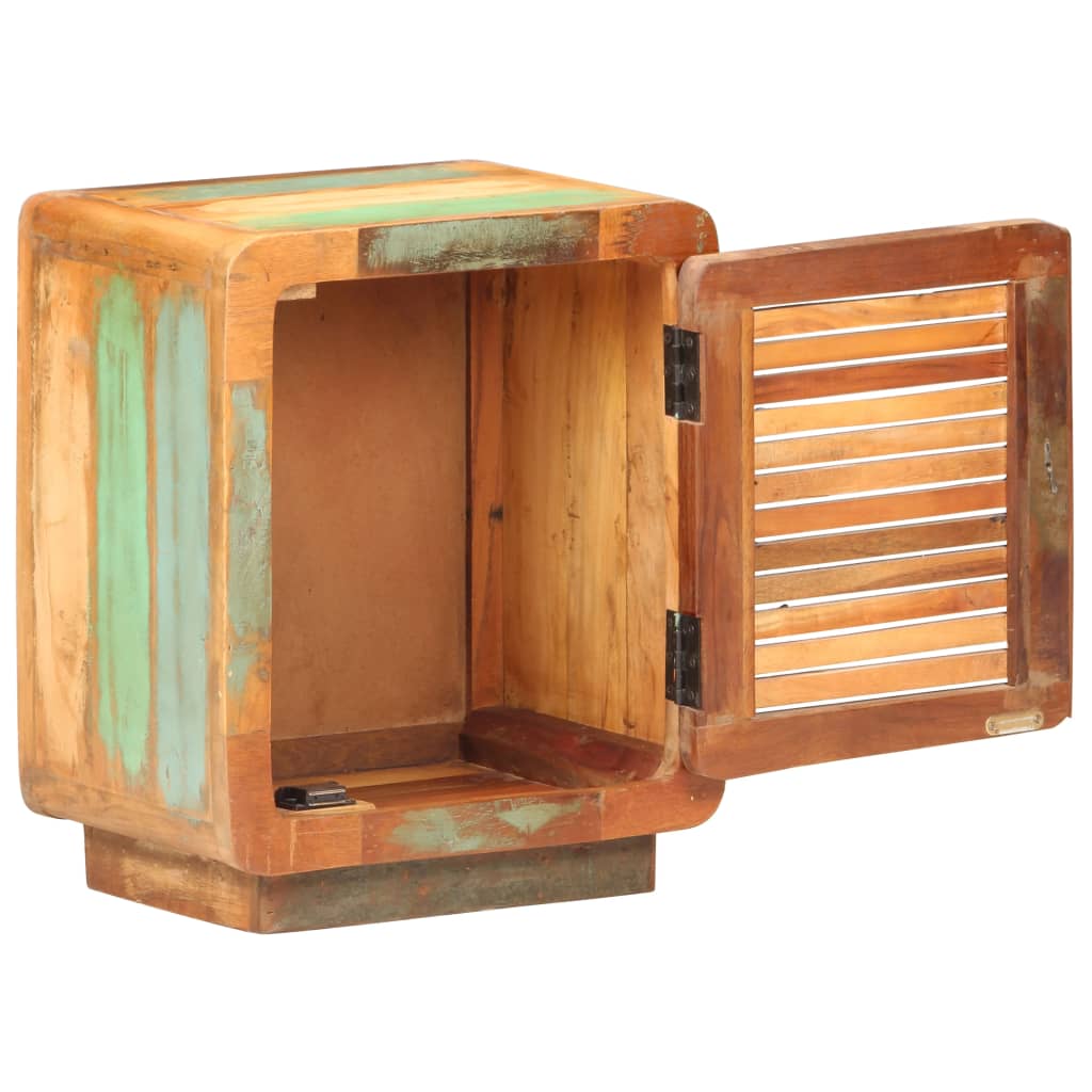 Bedside Cabinet Multicolor - Mixed Wood Tones Solid Reclaimed Wood