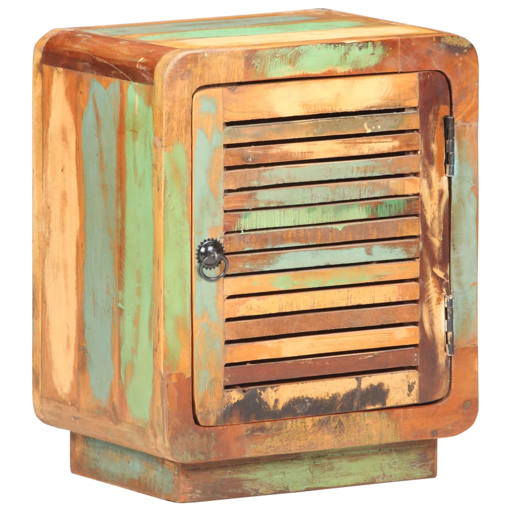 Bedside Cabinet Multicolor - Mixed Wood Tones Solid Reclaimed Wood