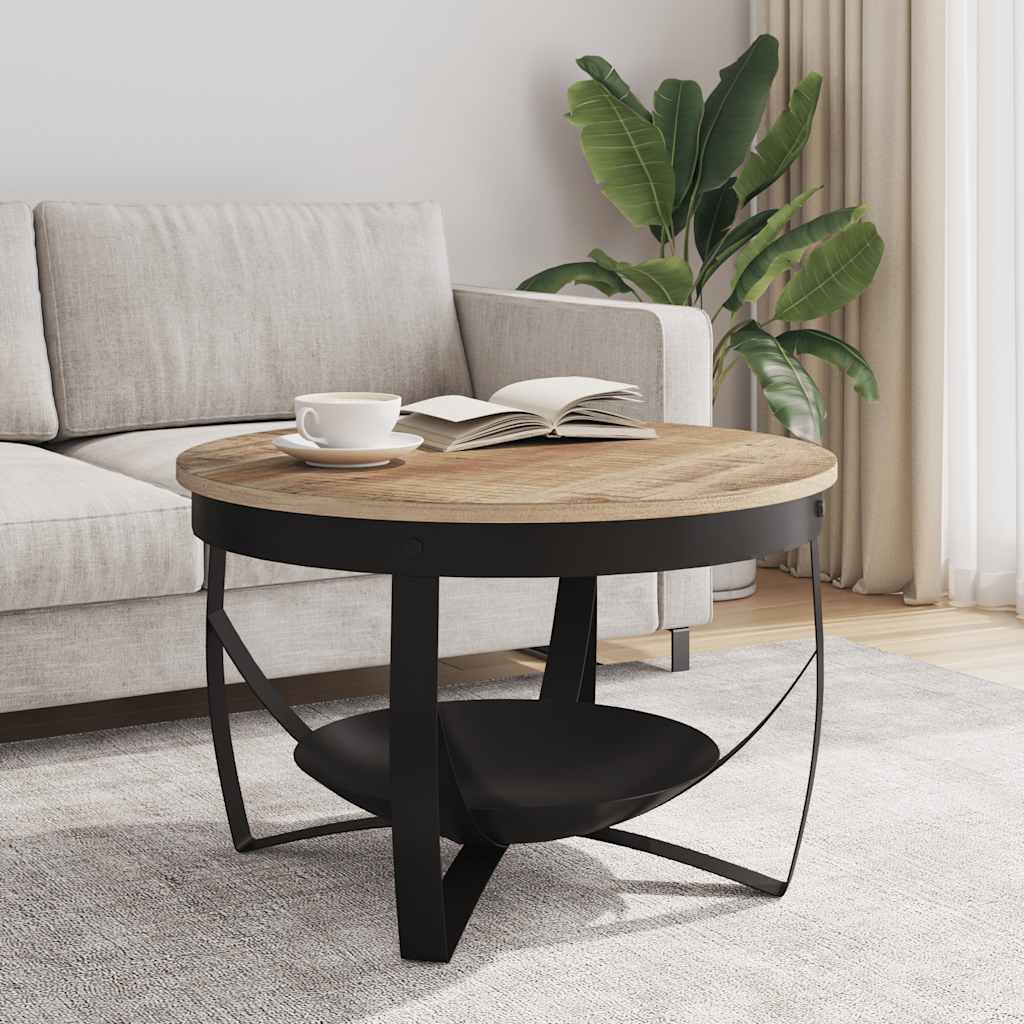 Coffee Table Brown, Black Rough mango wood, iron Medium Durable