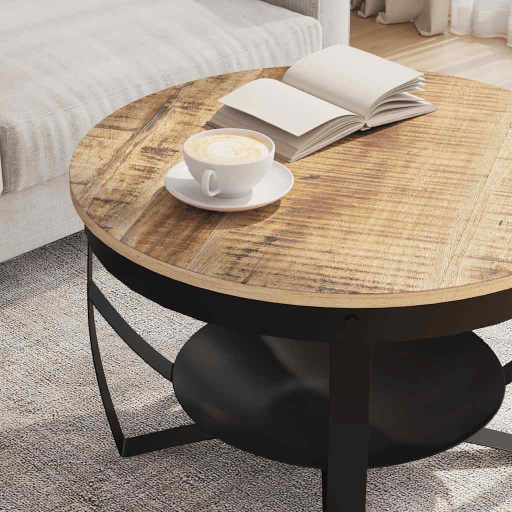 Coffee Table Brown, Black Rough mango wood, iron Medium Durable