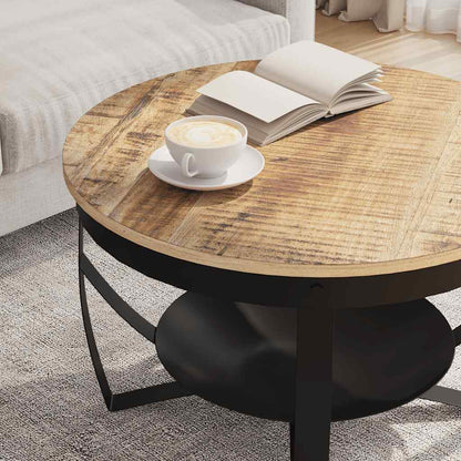 Coffee Table Brown, Black Rough mango wood, iron Medium Durable