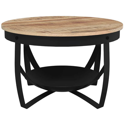 Coffee Table Brown, Black Rough mango wood, iron Medium Durable