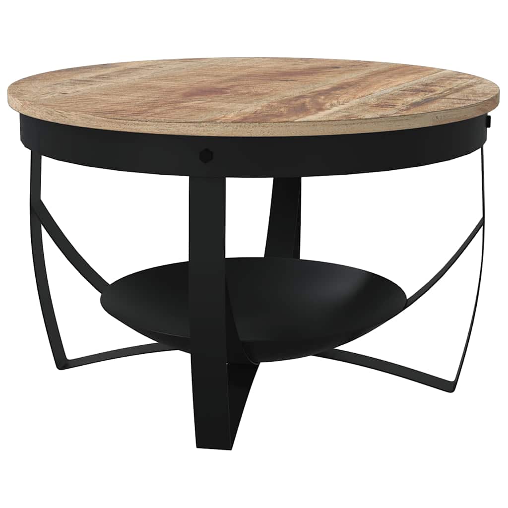 Coffee Table Brown, Black Rough mango wood, iron Medium Durable