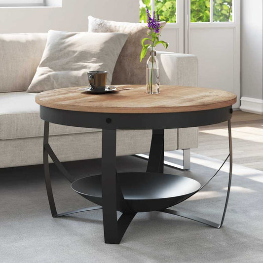 Coffee Table Brown, Black Rough mango wood, iron Medium Durable