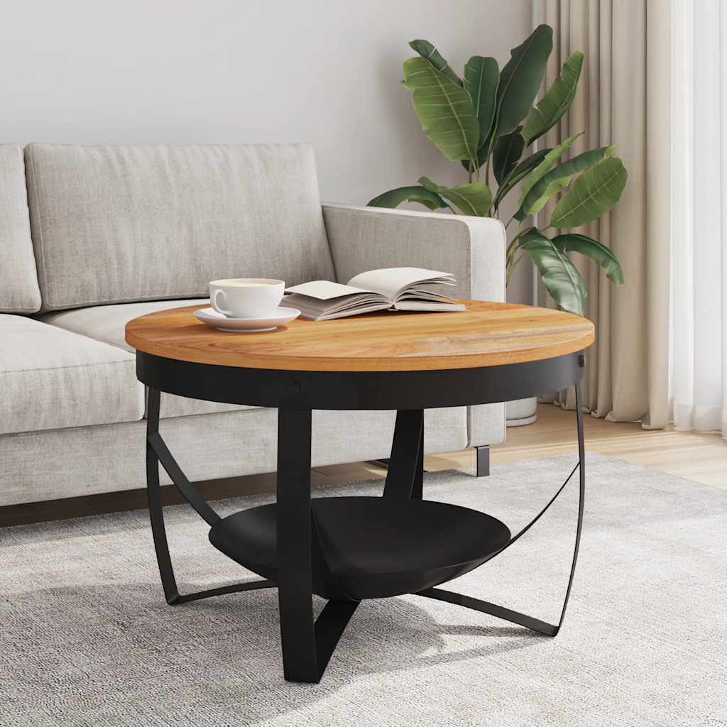 Coffee Table Natural, Black Solid Acacia wood, Iron Medium