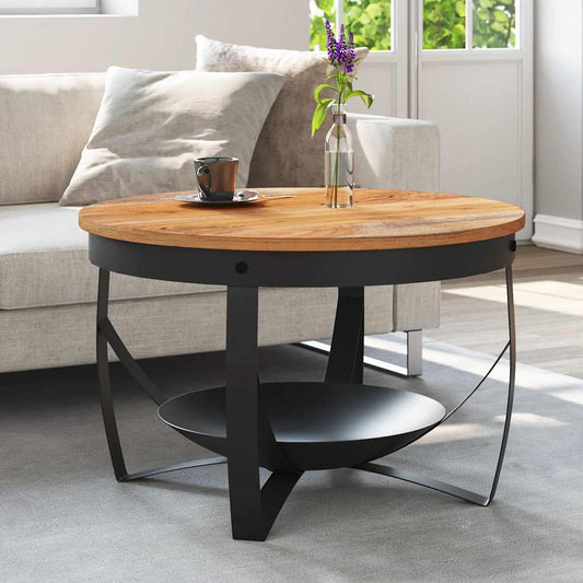 Coffee Table Natural, Black Solid Acacia wood, Iron Medium