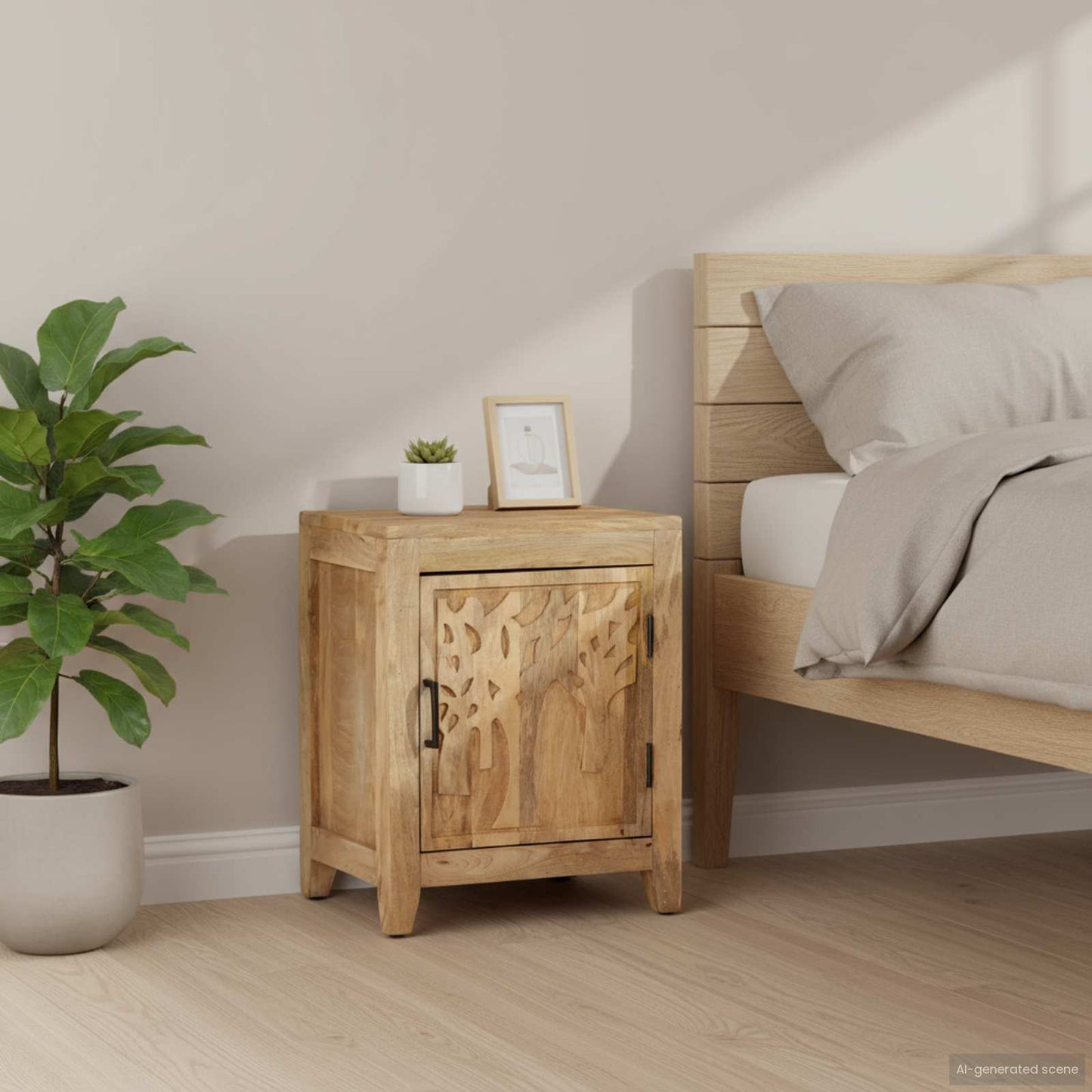 Bedside Cabinet Natural wood Solid mango wood Medium
