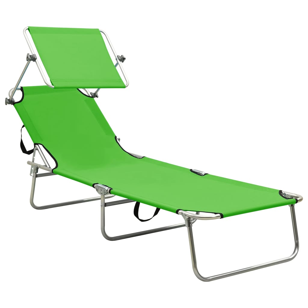 Sun Lounger Green Powder-coated Steel Standard Foldable