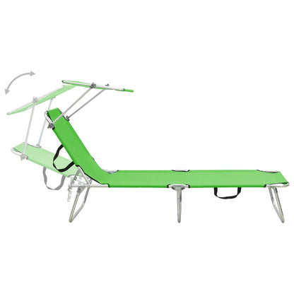 Sun Lounger Green Powder-coated Steel Standard Foldable