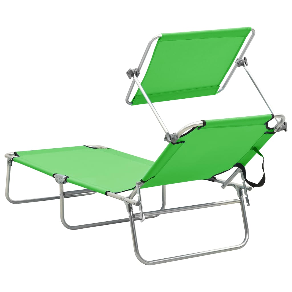 Sun Lounger Green Powder-coated Steel Standard Foldable