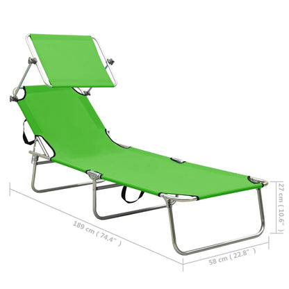 Sun Lounger Green Powder-coated Steel Standard Foldable