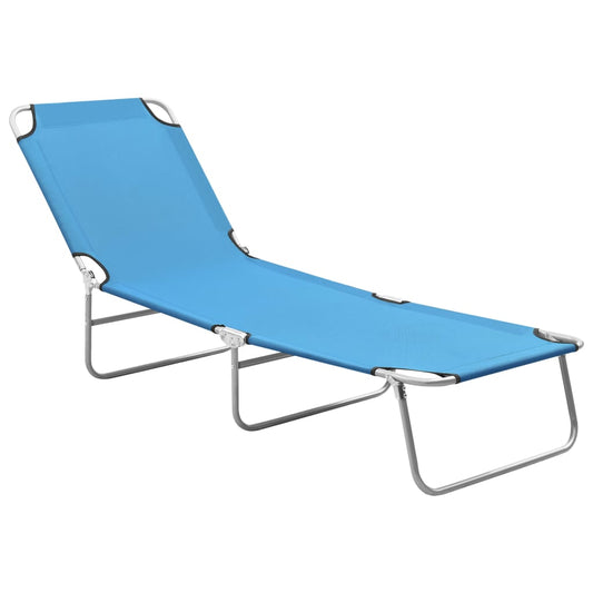 Sun Lounger Turquoise Blue Oxford fabric, Powder-coated steel