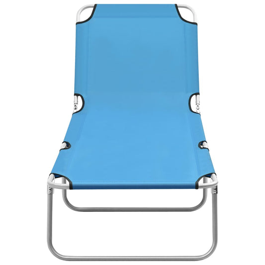 Sun Lounger Turquoise Blue Oxford fabric, Powder-coated steel