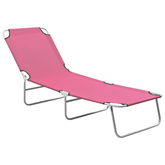 Sun Lounger Pink Oxford fabric, Powder-coated steel Standard