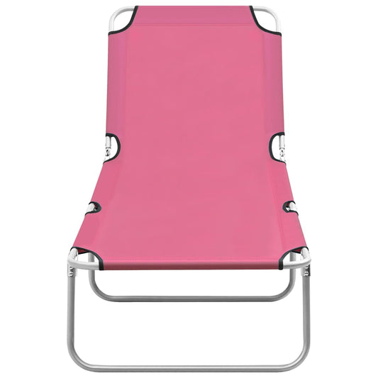 Sun Lounger Pink Oxford fabric, Powder-coated steel Standard