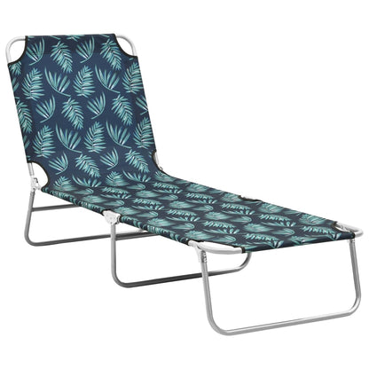 Sun Lounger Leaves Print Powder-coated Steel, Fabric (100% Polyester)