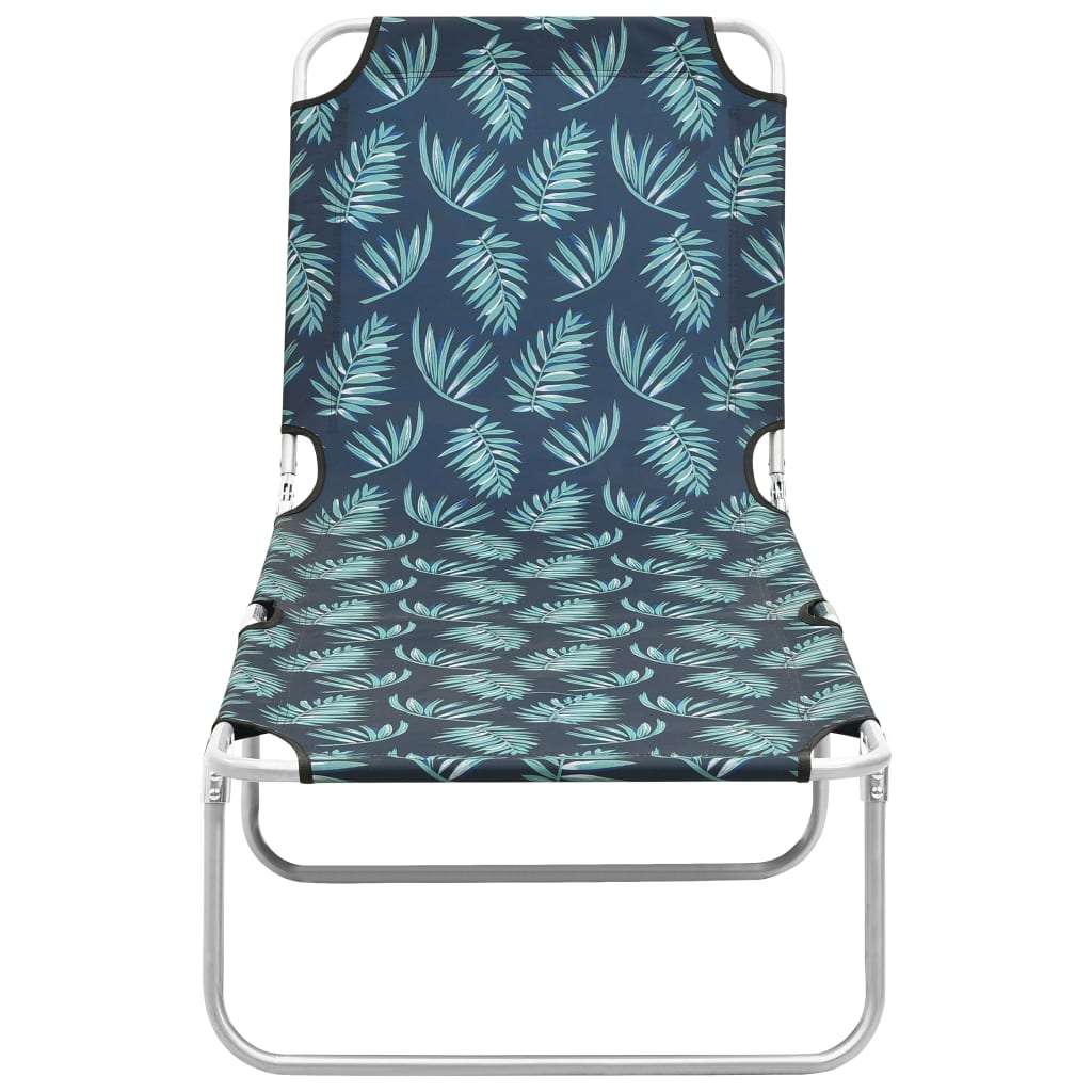 Sun Lounger Leaves Print Powder-coated Steel, Fabric (100% Polyester)