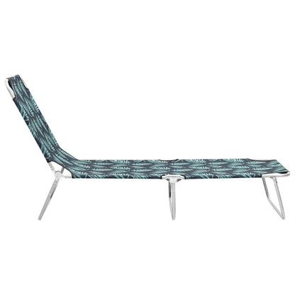 Sun Lounger Leaves Print Powder-coated Steel, Fabric (100% Polyester)
