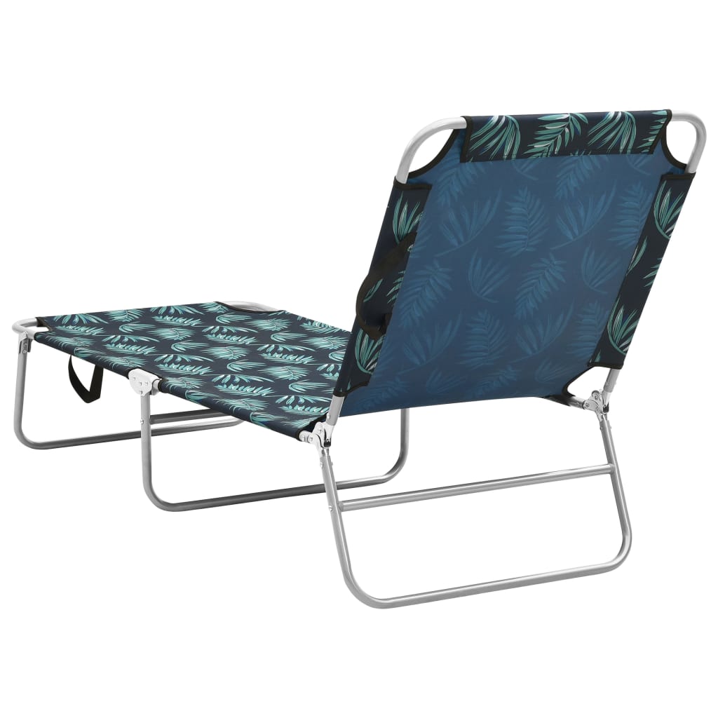 Sun Lounger Leaves Print Powder-coated Steel, Fabric (100% Polyester)