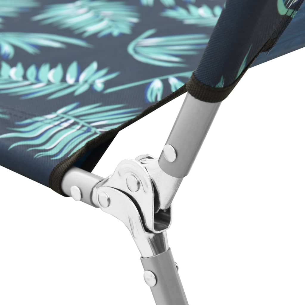 Sun Lounger Leaves Print Powder-coated Steel, Fabric (100% Polyester)