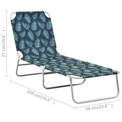 Sun Lounger Leaves Print Powder-coated Steel, Fabric (100% Polyester)