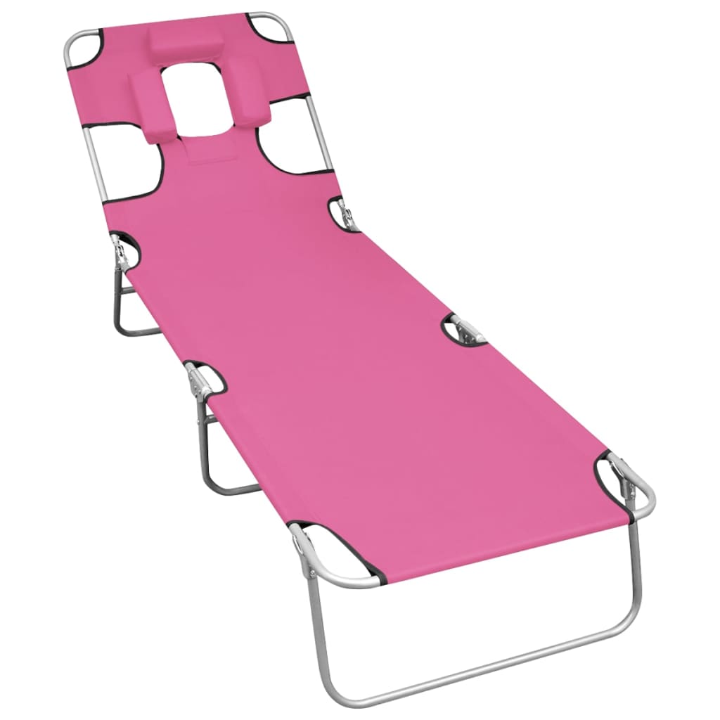 Sun Lounger Pink Powder-coated steel Standard Adjustable Armrests