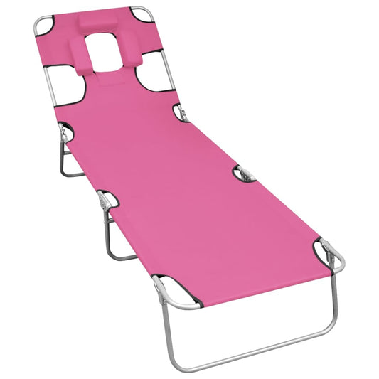 Sun Lounger Pink Powder-coated steel Standard Adjustable Armrests
