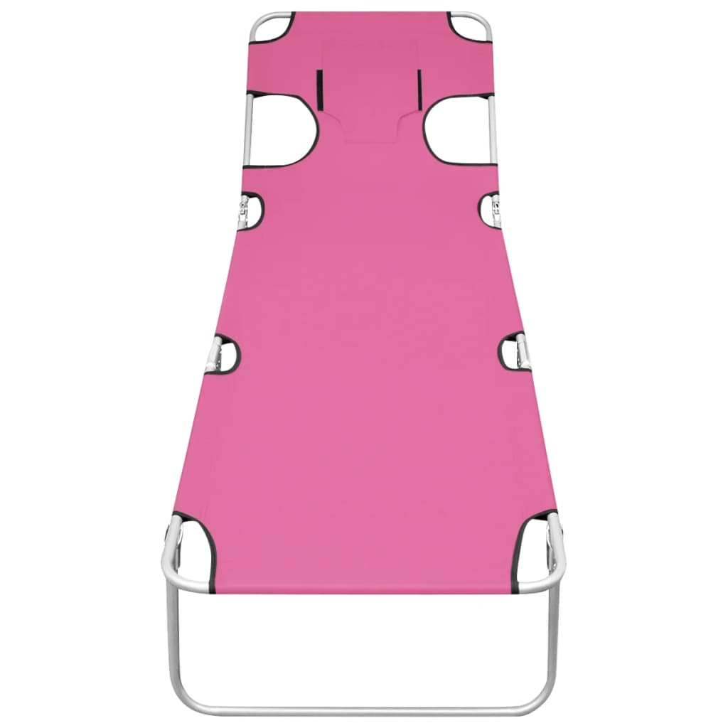 Sun Lounger Pink Powder-coated steel Standard Adjustable Armrests
