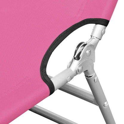 Sun Lounger Pink Powder-coated steel Standard Adjustable Armrests