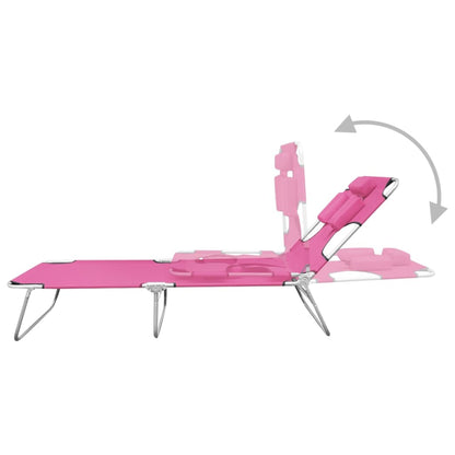 Sun Lounger Pink Powder-coated steel Standard Adjustable Armrests