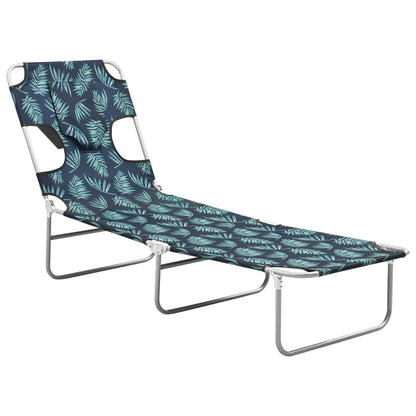 Sun Lounger Leaf Print Sturdy Steel Frame, Fabric (100% Polyester)