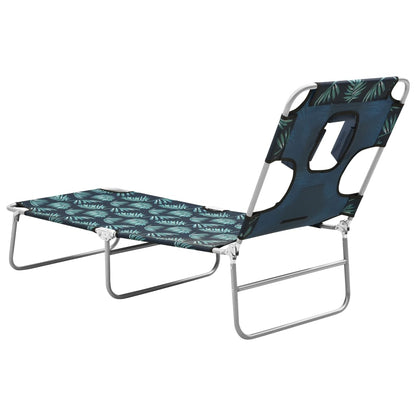 Sun Lounger Leaf Print Sturdy Steel Frame, Fabric (100% Polyester)